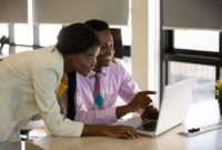 portrait of african american business people at workplace in office